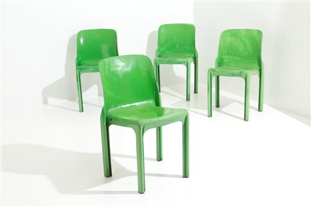 VICO MAGISTRETTI. Four Selene chairs in plastic 