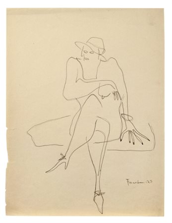 LUCIO FONTANA Donna seduta, 1935 Inchiostro e matita su carta cm. 29x22...