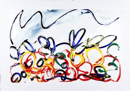 MARIO SCHIFANO Acerbo, 1983 smalti e acrilico su tela cm. 50x70 firmato sul...