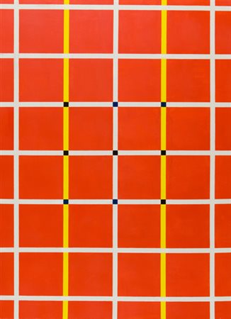 MAURO REGGIANI Composizione n° 14 rosso+giallo, 1967 olio su tela cm. 100 x...