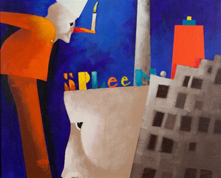 EMILIO TADINI Oltremare acrilico su tela cm. 53 x 65 firmato e titolato sul...