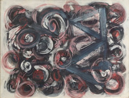 TANCREDI (PARMEGGIANI) Composizione, 1955 tempera su carta intelata cm. 78x58...