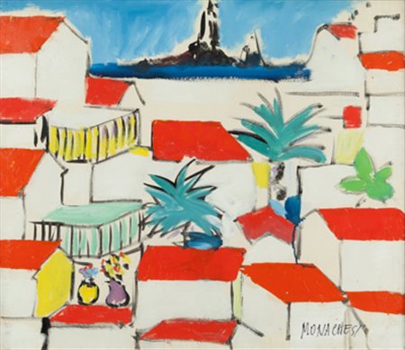 SANTE MONACHESI Acitrezza, 1971 olio su tela, cm. 60x70 firmato in basso a...