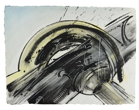 GIANNI BERTINI Senza titolo, 1958 tecnica mista su carta cm. 56,5x76 firmato...