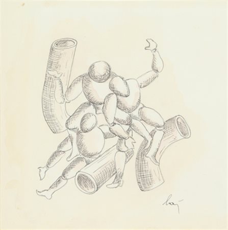 ENRICO BAJ Senza titolo china su carta cm. 23x23 firmato in basso a destra...