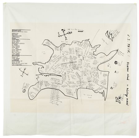 PAIK NAM JUNE Fluxus Island - indecollage ocean serigrafia su tela cm....