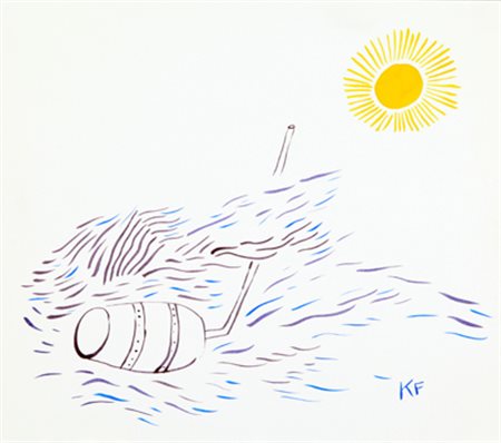 KEN FRIEDMAN Alexander's diving bell, 1991 acquerello su cartone cm. 22 x...