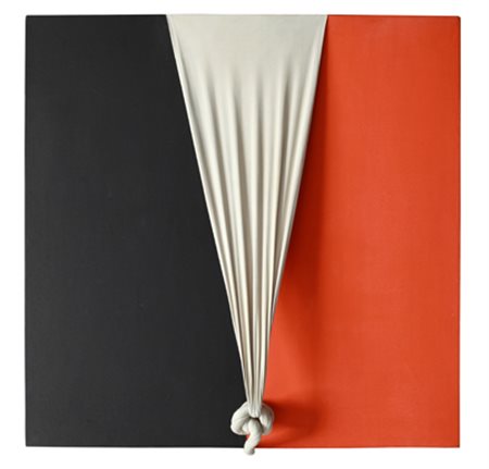 JORGE EIELSON Senza titolo, 1972 acrilico su tela annodata cm. 90 x 90...