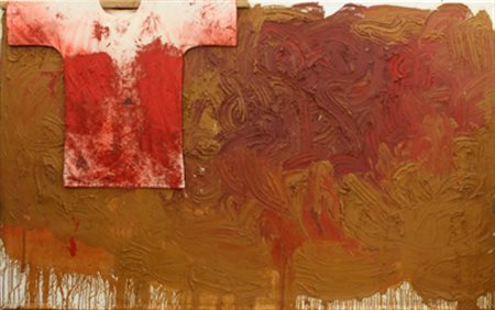 HERMANN NITSCH Farb 2 Salz, 1995 oil and shirt on canvas,cm. 200x300...