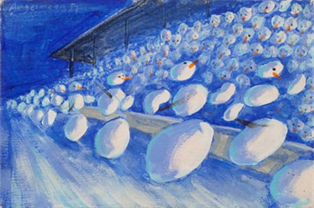 ANGERMANN PETER Lawine, 1987 olio su tela cm. 20x30,2 firmato e datato in...