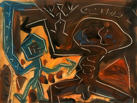 PENCK A. R. (Ralf Winkler) Senza titolo tempera su carta, cm. 36x48 firmato...