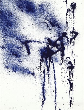 HANS HARTUNG T 1986-R37 Acrilico su tela, cm.65x50 Siglato e datato in basso...
