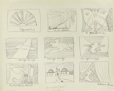 Ray man A ne pas faire, 1952 biro e matita su carta cm. 20,5x 26 autentica...