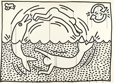 KEITH HARING May 30, 1983 inchiostro Sumi su carta intelata cm. 180x253...