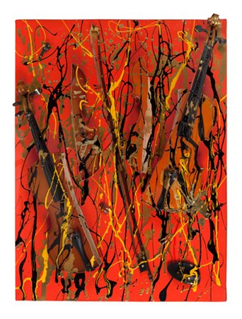 FERNANDEZ ARMAN Violino tagliato acrilico e violino su tela cm. 80x58 firmato...