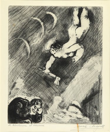 MARC CHAGALL Le Bucheron et Mercure, 1953 acquaforte cm. 36x30 firmato in...