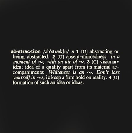 JOSEPH KOSUTH (Art as idea as idea) Abstraction, 1967 foto su pannello cm....