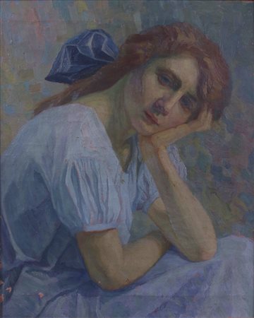 IGNOTO DEL XX SECOLO, FANCIULLA CON FIOCCO BLU