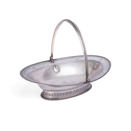 Cestino in argento di forma ovale, Londra 1784