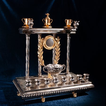 Hannukkah in argento, manifattura italiana 1980 ca