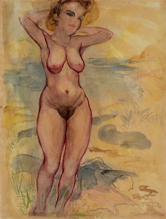 George Grosz (Berlino 1893-1959)  - Female nude, Cape Cod, tazione 1939 Tecnica acquerello su carta Dimensioni cm 65,5 x 51 Supporto  De