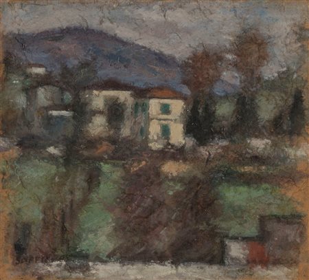 Ardengo Soffici (Rignano sull'Arno 1879-Vittoria Apuana 1964)  - Veduta dell'Internee Camp (Terni), 1945
