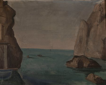 Pompeo Borra (Milano, 1898-1973)  - Capri, il Golfo delle Sirene, (Faraglioni-Napoli), 1936