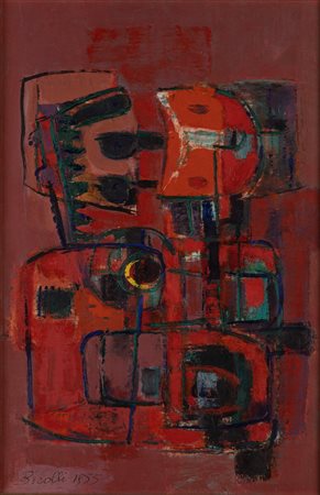 Renato Birolli (Verona 1905-Milano 1959)  - La macchina rossa, 1955