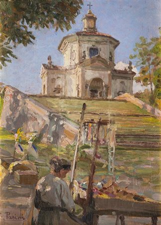 Lazzaro Pasini "La XIV Cappella del Sacro Monte di Varese" 
olio su compensato (