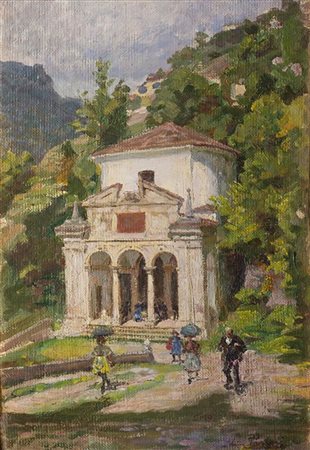 Lazzaro Pasini "La X Cappella del Sacro Monte di Varese" 
olio su tela applicata