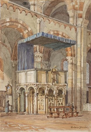 Arturo Ferrari "Pulpito di Sant' Ambrogio a Milano" 14.5.27
acquerello su carta