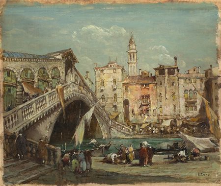 Eugenio Bonivento "Ponte di Rialto" 
olio su tela applicata a compensato (cm 27x