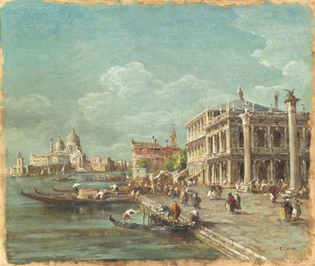 Eugenio Bonivento "Bacino di San Marco" 
olio su tela applicata a compensato (cm