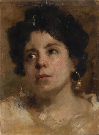 Cesare Tallone "La popolana" 
olio su tela applicata a compensato (cm 41x31)
Al