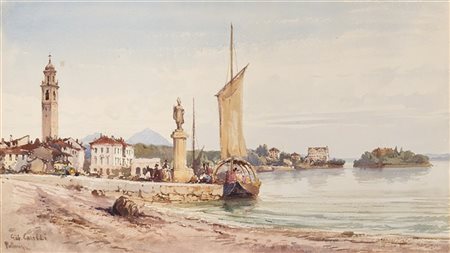 Gabriele Carelli "Pallanza" 
acquerello su carta (cm 24x44,5)
Firmato e locato i