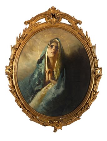 Giuseppe Palanti "Madonna in preghiera" 
olio su tela ovale (cm 100x86)
Firmato