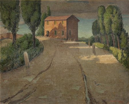 Luigi Zago "L'osteria rosa dopo il temporale" 
olio su compensato (cm 80x100)
Fi