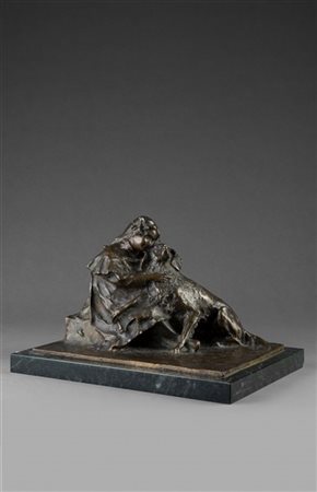 Emilio Agnati "L'amico fedele" 
scultura in bronzo (h cm 15) poggiante su base i