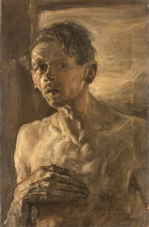 Natale Morzenti "Autoritratto" 
olio su tela (cm 65x42)
Firmato in basso a destr