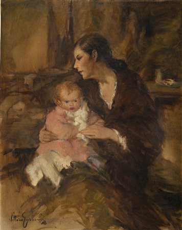 Vittorio Gussoni "Mammina" 
olio su tela (cm 50x40)
Firmato in basso a sinistra