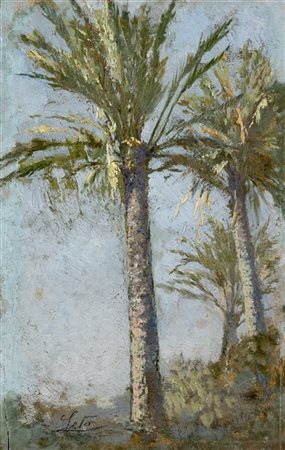 Antonio Leto "Palme" 
olio su tavola (cm 21,5x13)
Firmato in basso a sinistra
Al