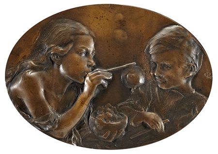 Camillo Rapetti "Bolle di sapone" 
bassorilievo in bronzo montato su pannello di