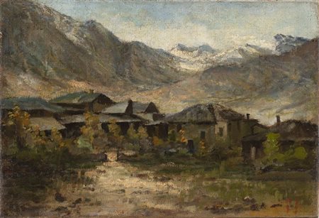 Francesco Filippini "Case di montagna" 
olio su tela (cm 31x45)
Siglato in basso