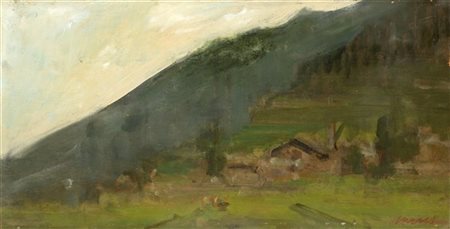 Angiolo Alebardi "Vilmaggiore di Scalvi" 1953
olio su compensato (cm 34,5x70)
Fi