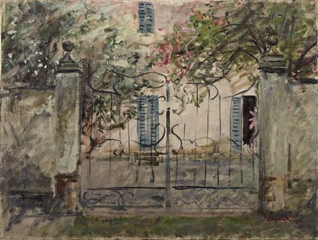 Cesare Monti "L'ingresso alla villa" 1941
olio su tela (cm 60x80)
Firmato e data