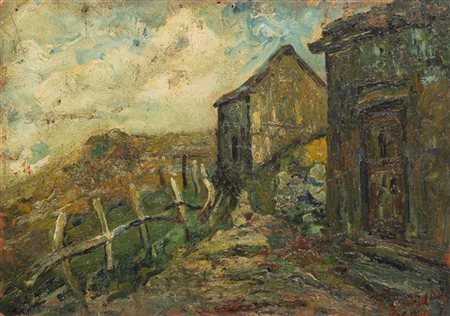 Ermenegildo Agazzi "Sentiero di paese" 
olio su cartone telato (cm 30x45)
Firmat