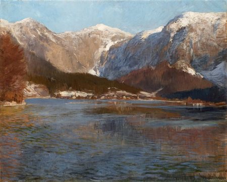 Friedrich Beck "Lago alpino" 1899
olio su tela (cm 60x74)
Firmato e datato in ba