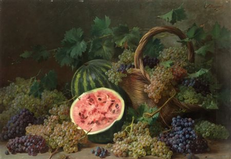 Licinio Barzanti "Composizione con angurie e uva" 
olio su tela (cm 70x100)
Firm