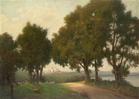 Giovanni Secchi "Paesaggio dell'Emilia con la Rocchetta Mattei sullo sfondo" 
ol