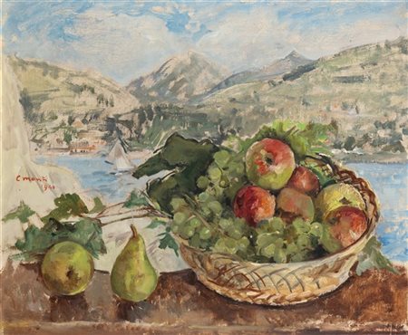 Cesare Monti "Composizione con cesta di frutta" 1940
olio su tela (cm 50x60)
Fir